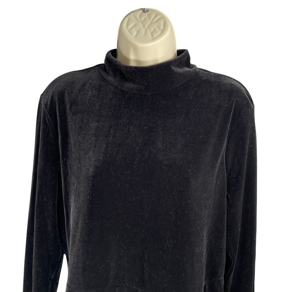 Express Dress Womens XL Black Velvet Velour Long Sleeve Mock Neck Maxi - Picture 2 of 9